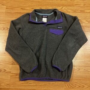 Patagonia Pullover Womens Small Gray Purple Fleece T Snap Sweater Synchilla